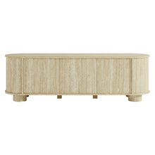 Gray Faux Travertine TV Stand with Solid Mango Construction