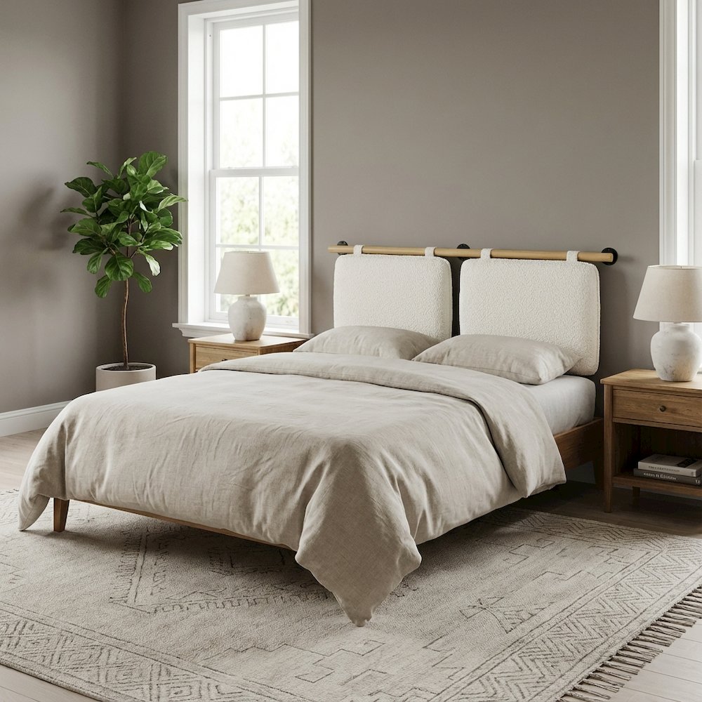 Chenille Upholstered Queen Headboard Wall-Mounted, Soft Texture, Durable Design