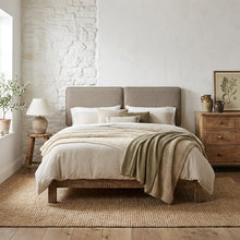 Boucle Fabric Queen Headboard in Soft Neutral with Padded Upholstery