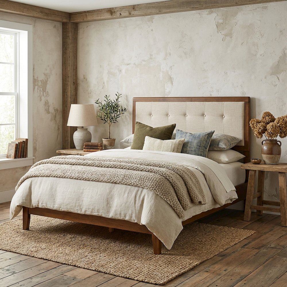 Tufted Fabric King Headboard with Wooden Frame and Elegant Design