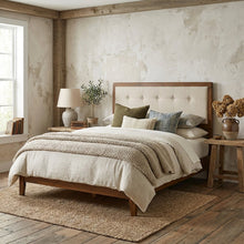 Tufted Fabric King Headboard with Wooden Frame and Elegant Design