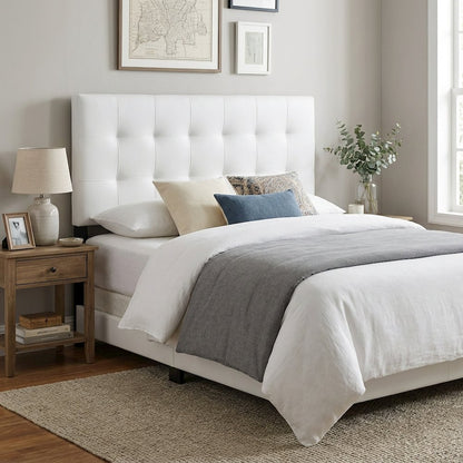 Upholstered Vinyl King Headboard with Padded Design and Durable Finish