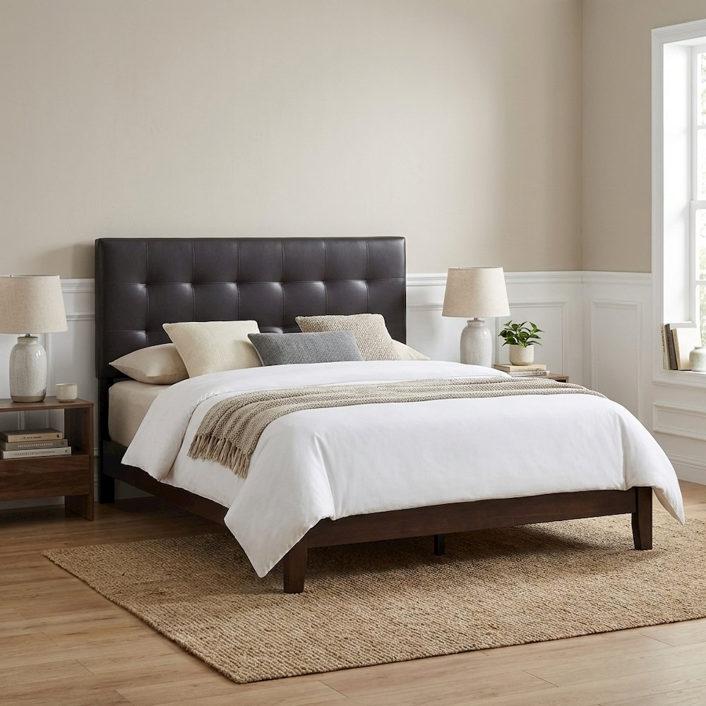 Upholstered Vinyl King Headboard with Elegant Padded Design and Durable Finish