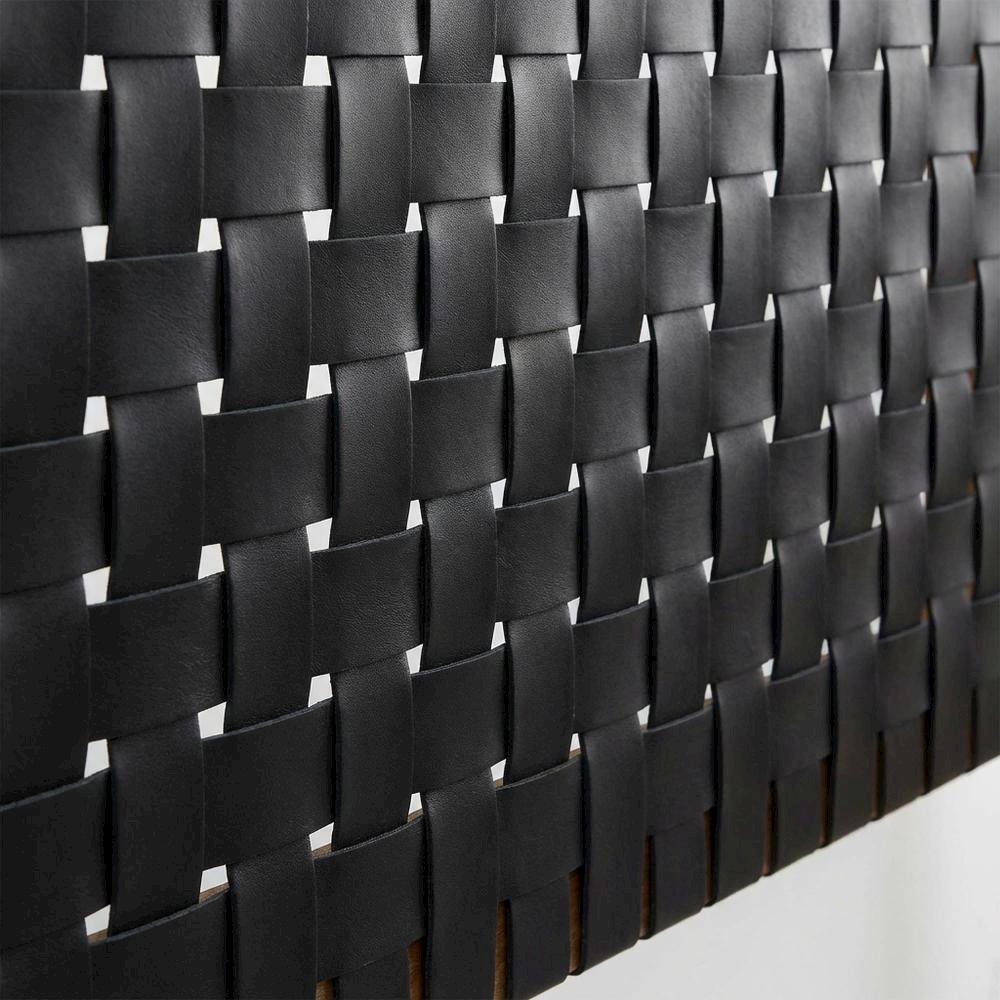 Vegan Leather King Headboard with Woven Texture and Durable Frame