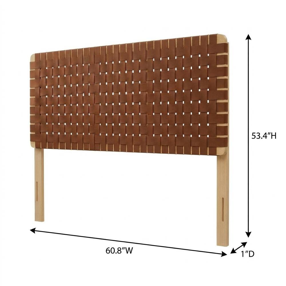Vegan Leather Queen Headboard with Woven Texture and Durable Frame
