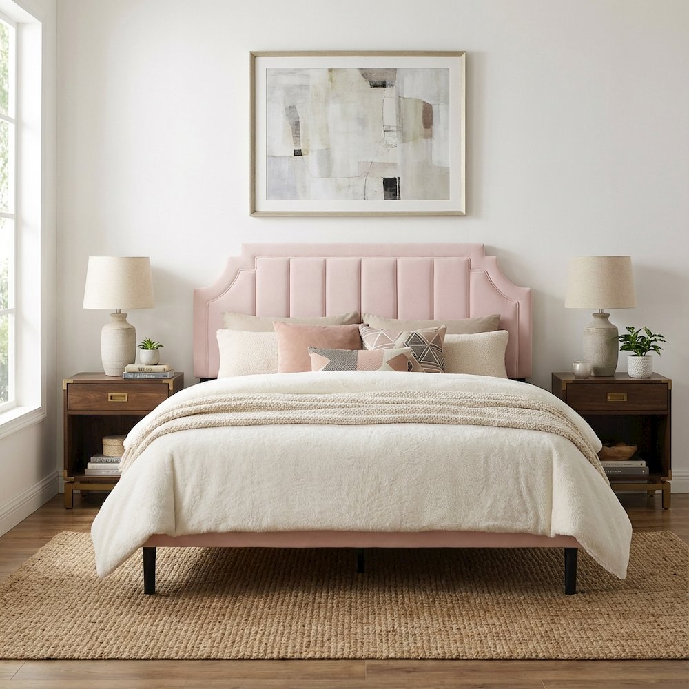 Channel Tufted Velvet Twin Headboard with Performance Fabric and Elegant Design