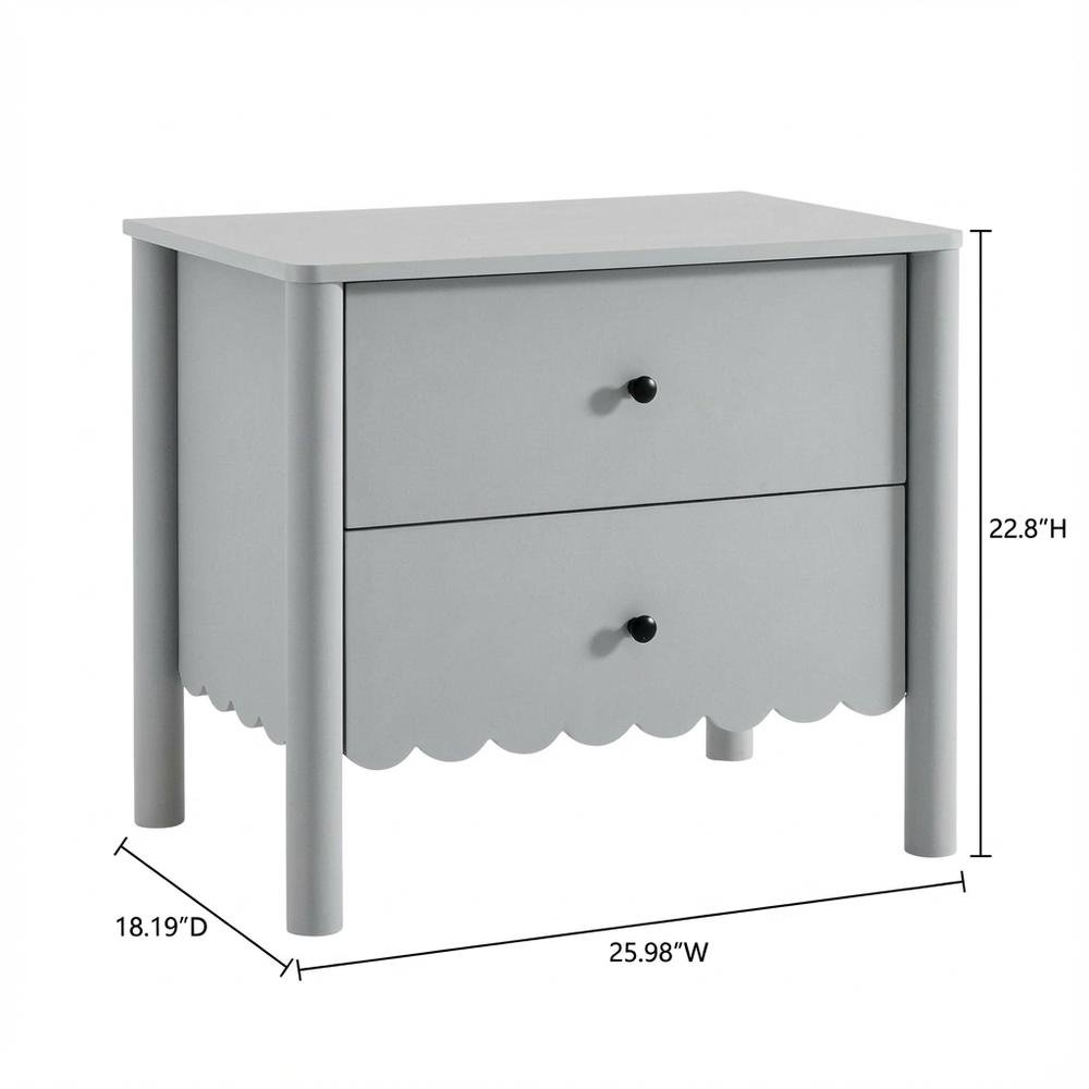 Nightstand with Two Drawers in Elegant Finish for Bedroom Storage