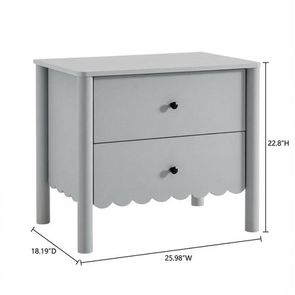 Nightstand with Two Drawers in Elegant Finish for Bedroom Storage