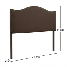 Upholstered Queen Headboard with Nailhead Trim and Curved Design