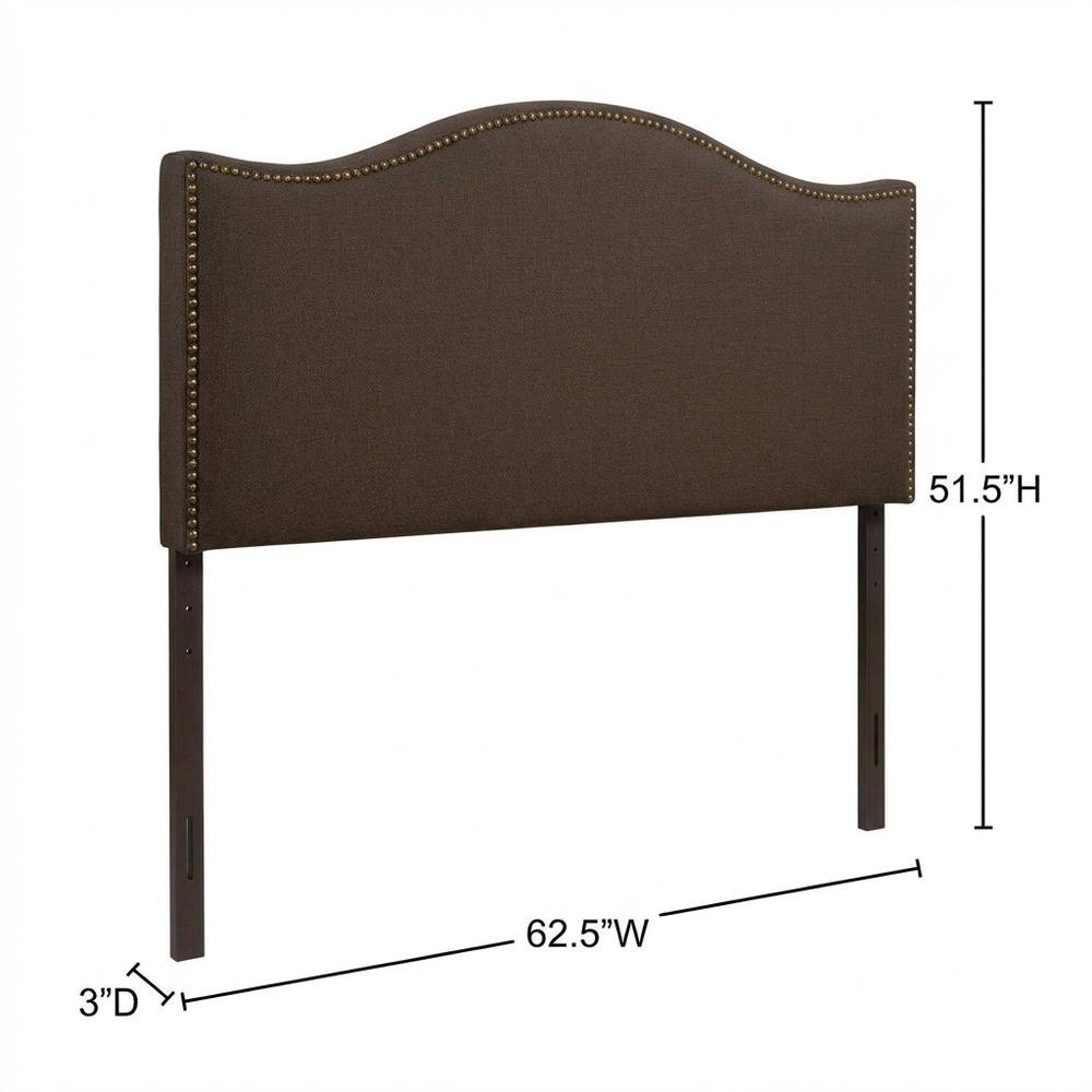 Upholstered Queen Headboard with Nailhead Trim and Curved Design