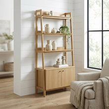Contemporary Wooden Bookshelf in Natural Finish for Home Office Use