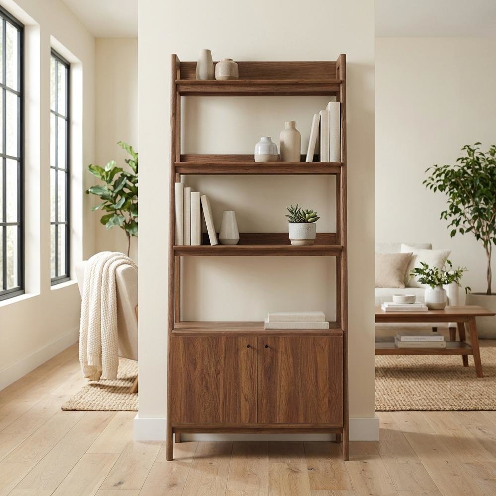 Wooden Bookshelf in Natural Finish with Open Storage Design