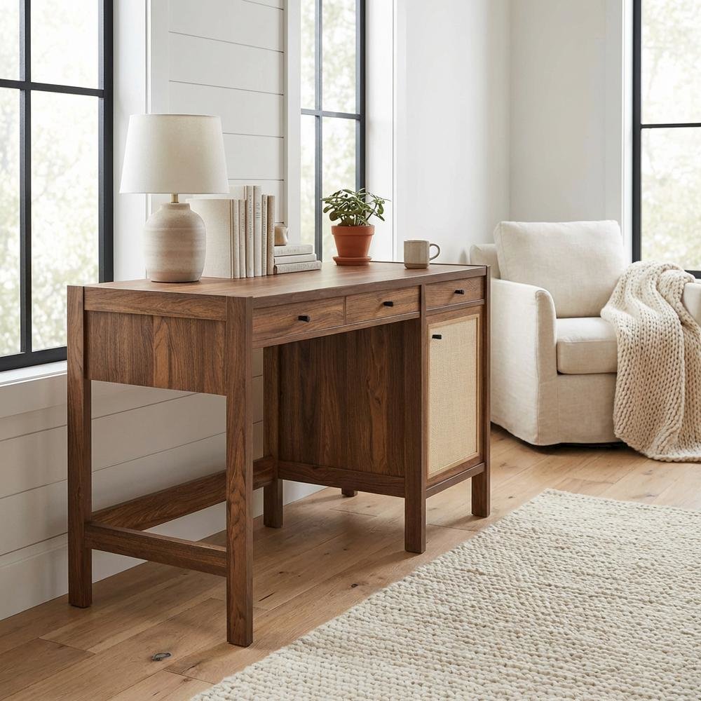 Wood Grain Office Desk with Spacious Surface and Sturdy Construction