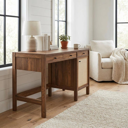 Wood Grain Office Desk with Spacious Surface and Sturdy Construction