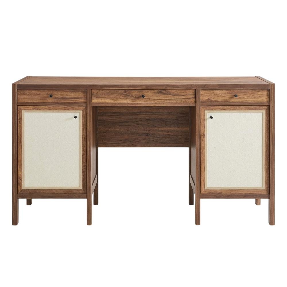 Wood Grain Office Desk with Spacious Surface and Modern Design
