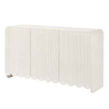 Fluted And Scalloped Sideboard Storage Cabinet In Elegant Finish