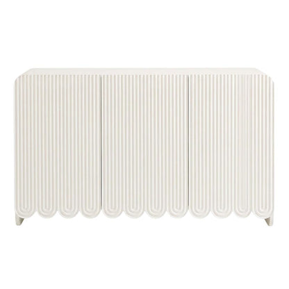 Fluted And Scalloped Sideboard Storage Cabinet In Elegant Finish