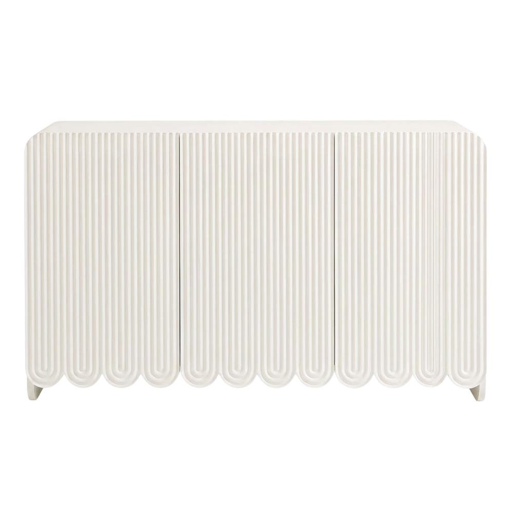 Fluted And Scalloped Sideboard Storage Cabinet In Elegant Finish