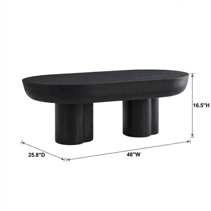 Oval Concrete Coffee Table with Modern Design and Sturdy Surface