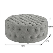 Light Gray Fabric Ottoman, Neutral Soft Upholstered Seat for Room