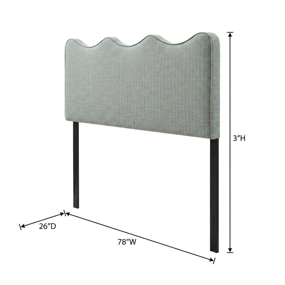 Striped Fabric King Headboard for Adjustable Bed with Storage, Spa Blue Stripe