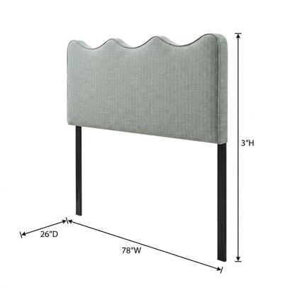 Striped Fabric King Headboard for Adjustable Bed with Storage, Spa Blue Stripe
