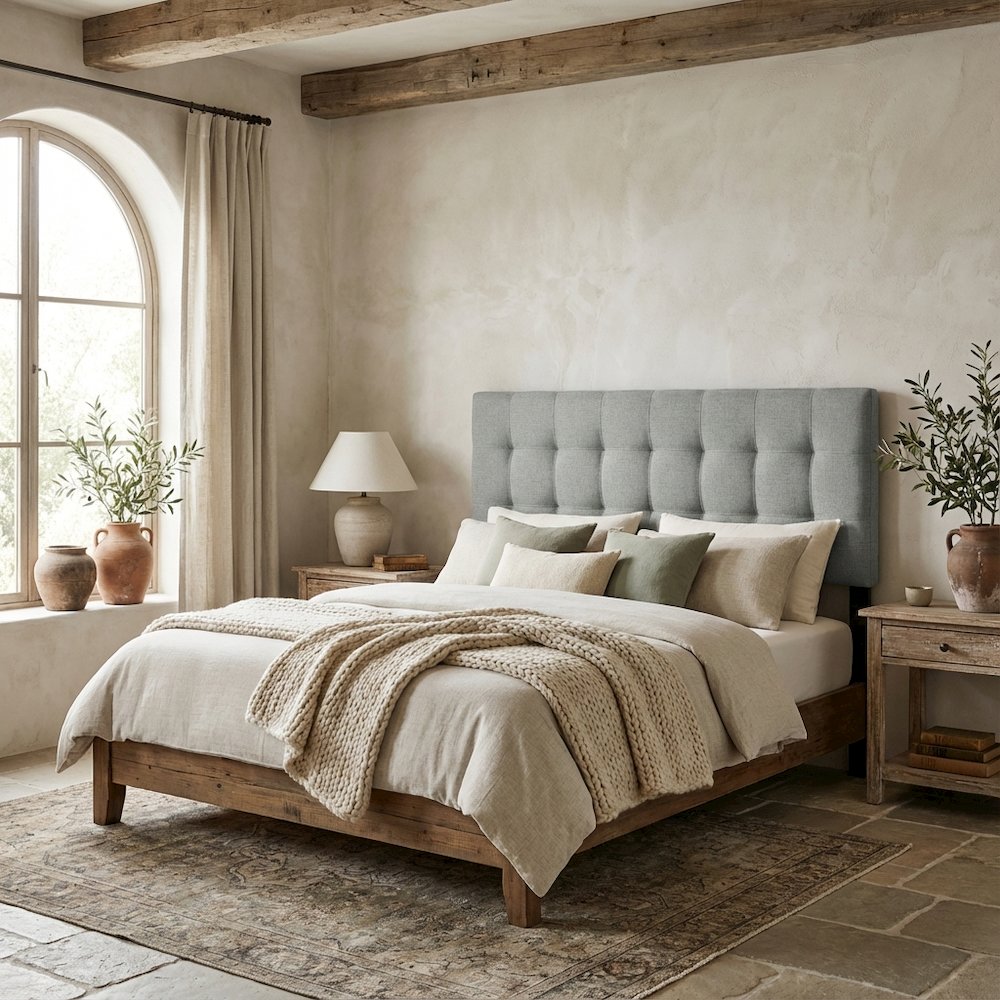 Upholstered Fabric Full Headboard with Padded Design and Elegant Finish