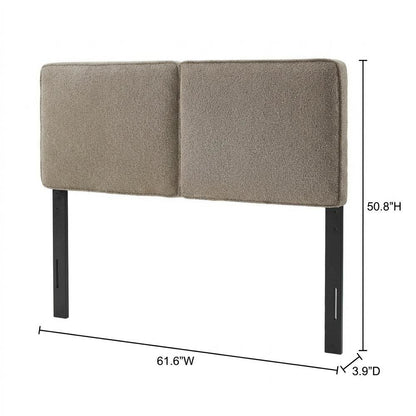 Boucle Fabric Queen Headboard in Soft Neutral with Padded Upholstery