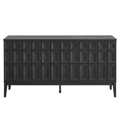 Wooden Sideboard Buffet Cabinet with Storage Credenza for Dining Room, Black