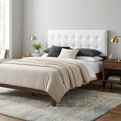 Upholstered Vinyl Queen Headboard with Durable Padding and Sleek Design
