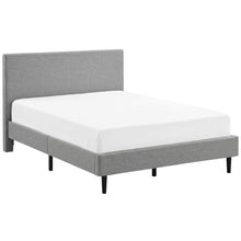 Fabric Queen Bed with Platform Design and Plush Upholstery