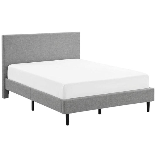 Fabric Queen Bed with Platform Design and Plush Upholstery