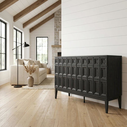 Wooden Sideboard Buffet Cabinet with Storage Credenza for Dining Room, Black