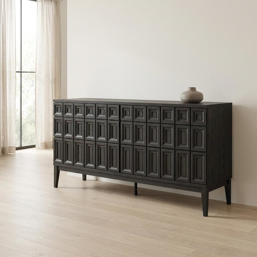Wooden Sideboard Buffet Cabinet with Storage Credenza for Dining Room, Black
