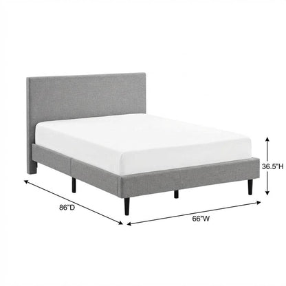 Fabric Queen Bed with Platform Design and Plush Upholstery