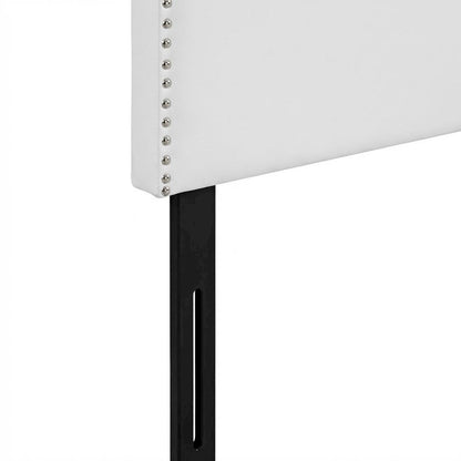 Upholstered Vinyl Queen Headboard in Neutral Tone with Durable Padding