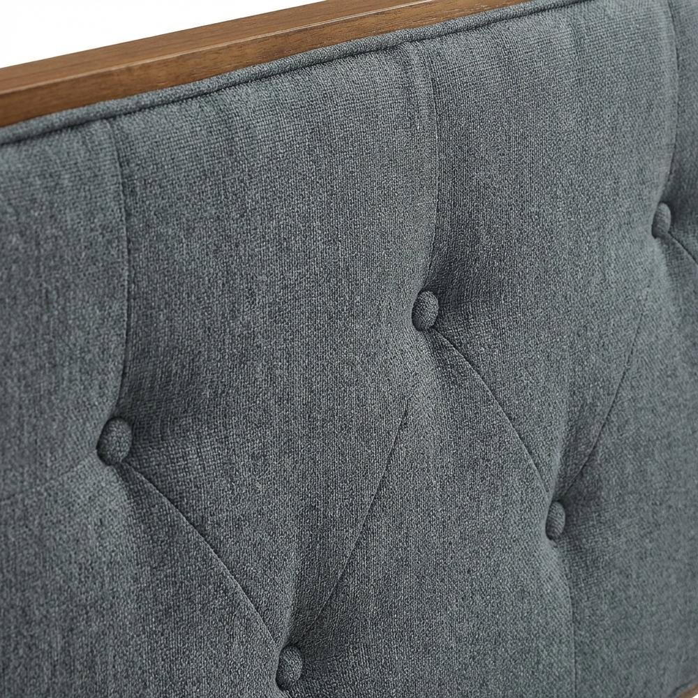 Tufted Fabric Full Headboard with Wood Frame in Neutral Finish