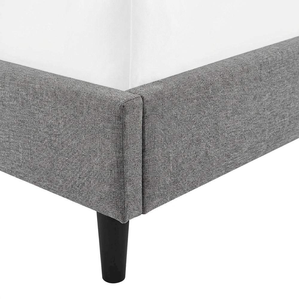 Fabric Queen Bed with Platform Design and Plush Upholstery