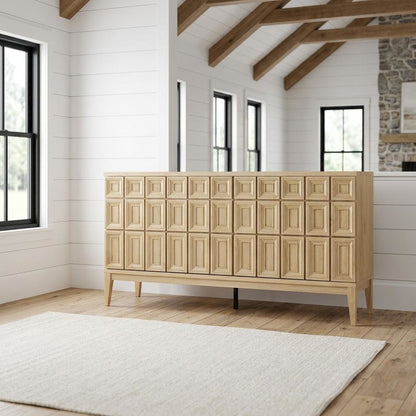 Wooden Sideboard Buffet Cabinet with Storage Credenza for Dining Room, Hickory