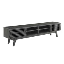 Gray wood entertainment center with spacious TV stand and sleek design