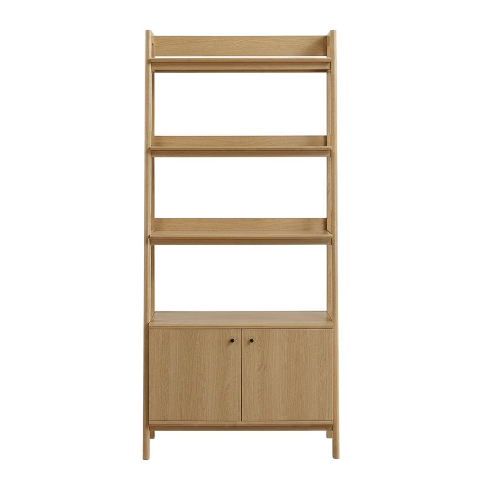Contemporary Wooden Bookshelf in Natural Finish for Home Office Use