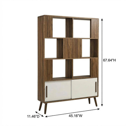 Wooden Bookcase with Sliding Doors for Living Room Storage