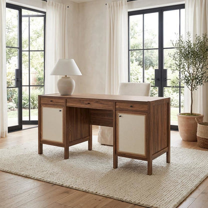 Wood Grain Office Desk with Spacious Surface and Modern Design
