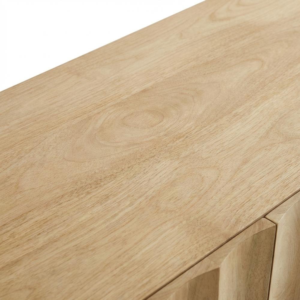 Scalloped Wood TV Stand in Warm Finish with Open Storage Compartments