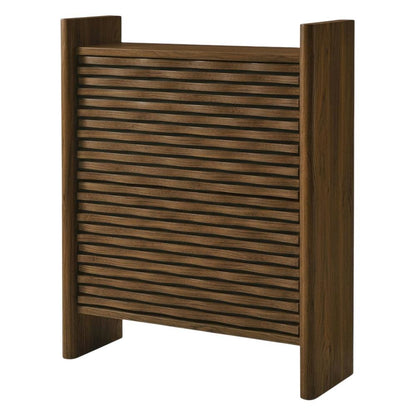 Brown Wave Shoe Cabinet, Enclosed Wood Storage, Modern Entryway Design