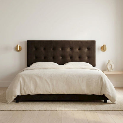 Performance Velvet Padded Adjustable King Size Headboard, Chocolate Brown