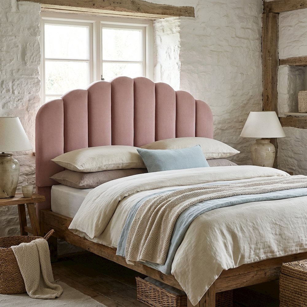 Pink Performance Velvet Headboard with Plush Upholstery and Elegant Design