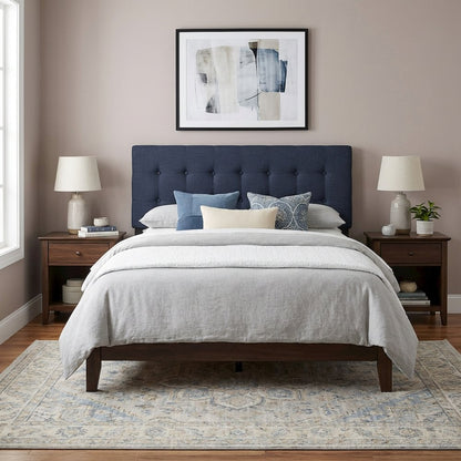 Upholstered Fabric Queen Headboard in Neutral Tone with Elegant Design
