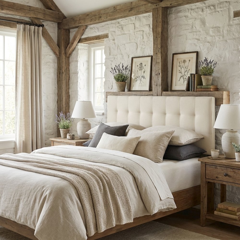 Upholstered Fabric King Headboard with Soft Padding and Classic Design