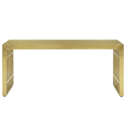 Medium stainless steel bench with durable construction and sleek design